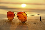 sunset, beach, sunglasses